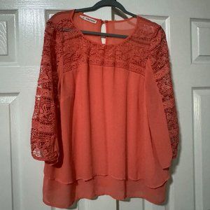 Maurices women's Size 1  top coral knit lace